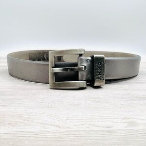 DKNY Jeans Silver Matte Genuine Leather Y2K Retro Belt Made in Italy | Size M
